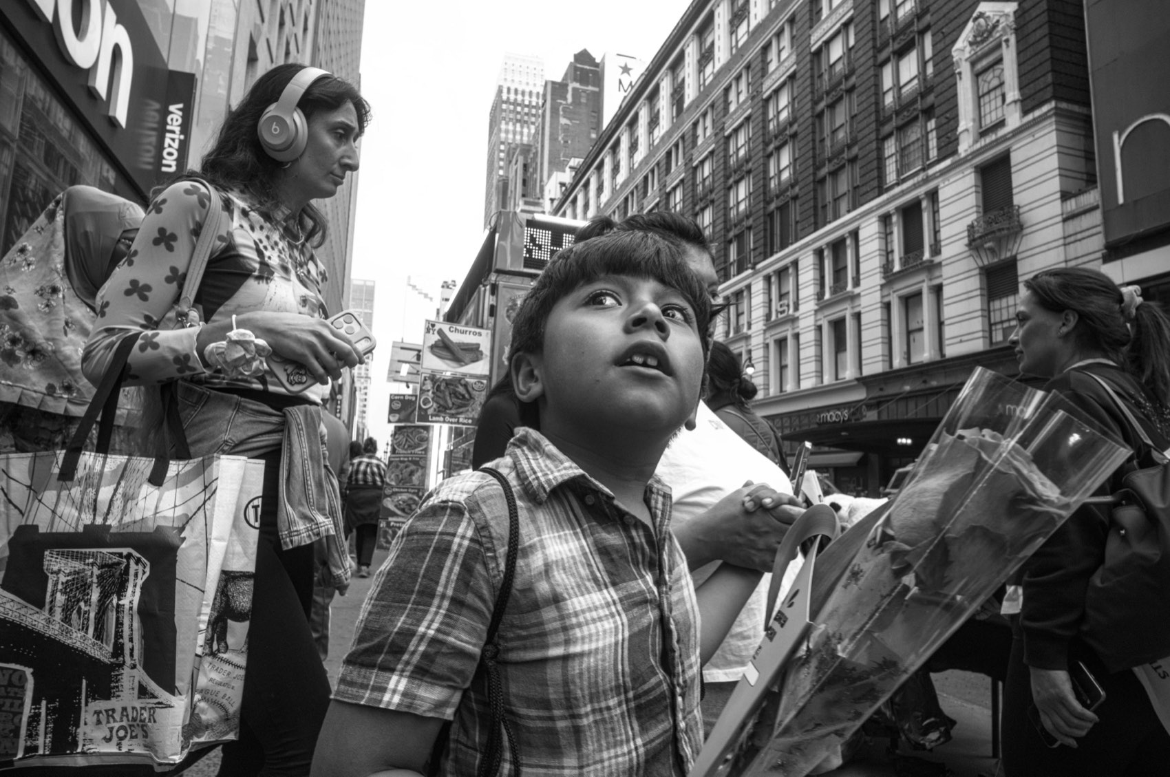 Looking Up in the Crowd. New York.
