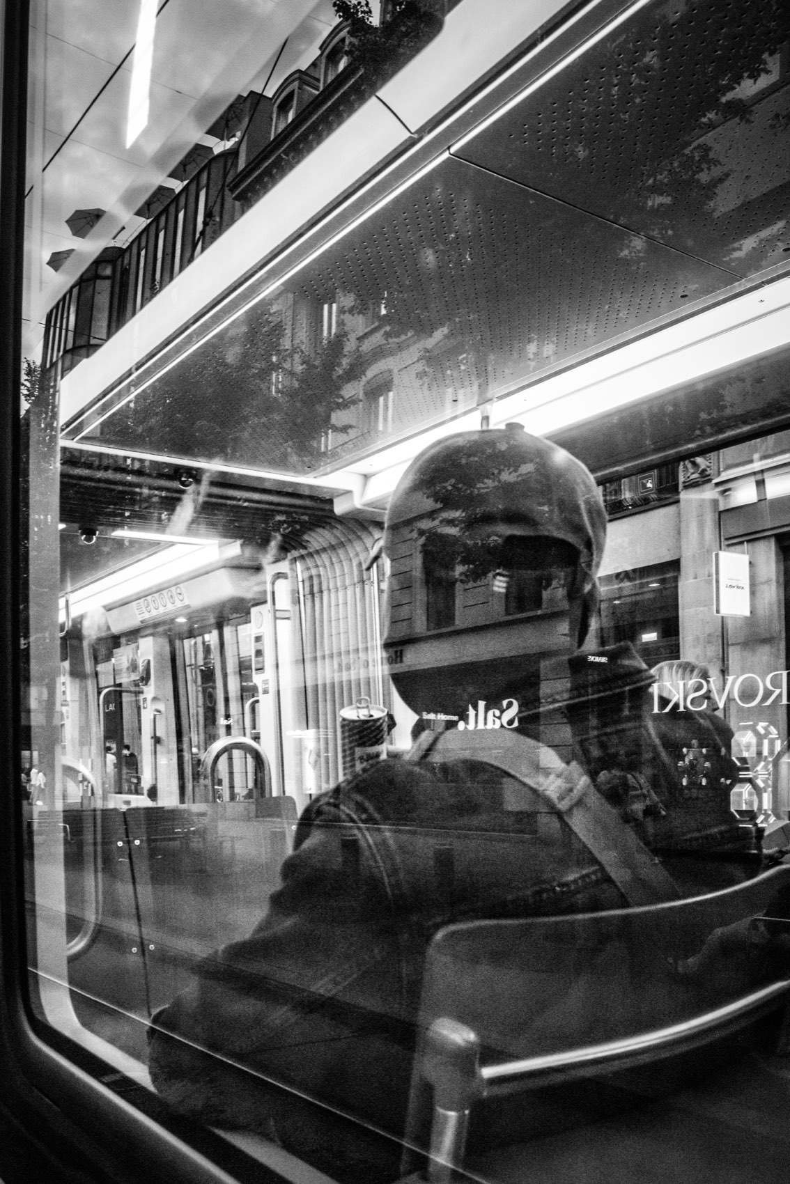 Doubled in the Tram Glass. Switzerland.