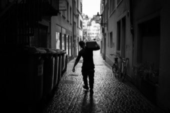 Carrying the Box. Switzerland.