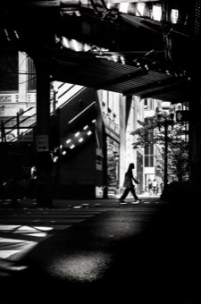 Crossing Under the El. Chicago.