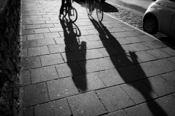 Two Bicycles, Four Shadows. Frankfurt.