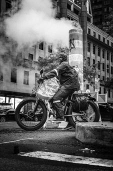 Cyclist at the Stack. New York.