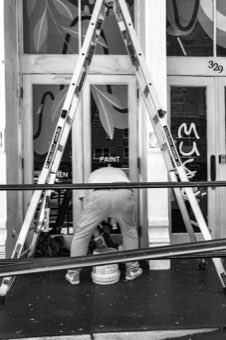 Two Ladders, One Wall. New York.