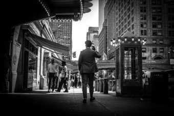 Marquee and Phone Boxes. New York.